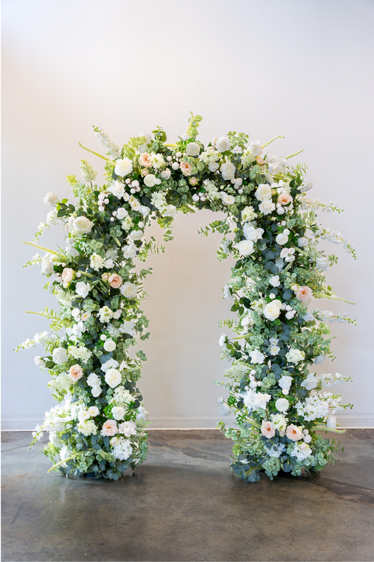 Flower archway for wedding made from premium silk artificial flowers for Portland and Vancouver brides